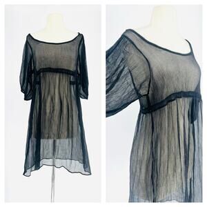 Sold// Vintage Romantic Black Sheer Dress Medium